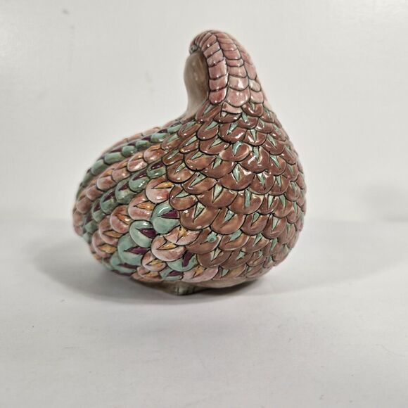 Vintage Toyo Japan Ceramic Quail Partridge Bird Figurine Pink Blue - Picture 3 of 9